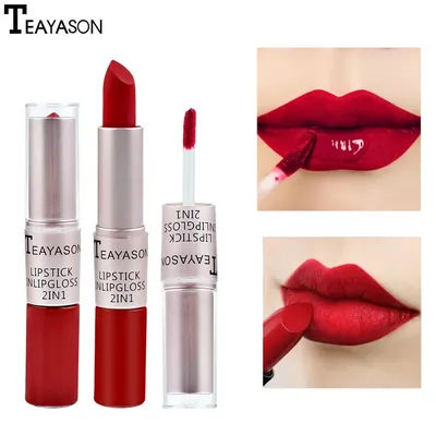 1PC Pink Matte Lipstick Waterproof Long-Lasting Moisture 2-in-1 Lip Tint Sexy Lip Gloss Lip Makeup for Women