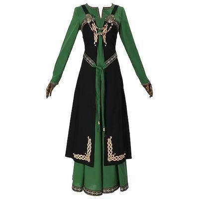 Medievale Rinascimento Abito da cocktail Mascherata Abito da Ballo Ranger Elfico Costume Per donna Celtico Vichingo Fantasia Halloween Carnevale Mascherata Festa / Sera Festival Adulti Vestito