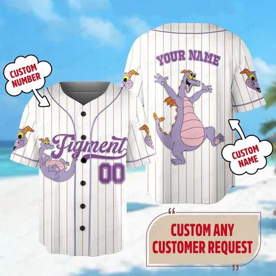 Disney Figment Little Spark Baseball Jersey Men's Womens Baseball Uniform Summer Casual Short Sleeve Kids Baseball Shirt