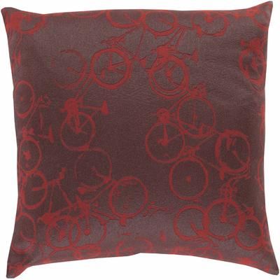 Wilmar 22" Square Cottage Black/Burgundy Lumbar Pillow - Boutique Rugs