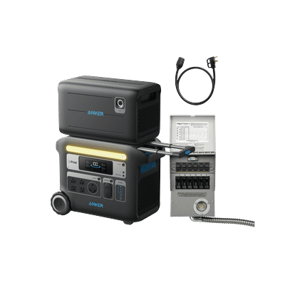 Anker SOLIX F2600 + Expansion Battery + Home Backup Kit (Transfer Switch + Cable)