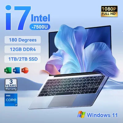 2025 Intel Core i7 7500U Ultra Slim Laptop 14.1 Inch Windows 11 Pro Notebook Computer 12GB RAM 1TB 2TB SSD Office Study Laptop