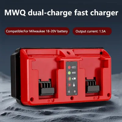 NEW Portable Dual Ports Charger For Milwaukee 18V-20V Lithium Battery Rechargeable 48-11-1815 48-11-1820 48-11-1830 Fast Charger