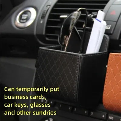 Borsa portaoggetti per presa d'aria per auto da 1 pezzo - Organizer da cruscotto in pelle per telefono, chiavi, occhiali da sole - Mantieni l'area di sfiato ordinata