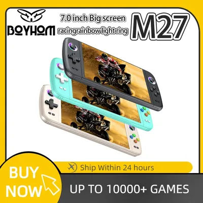BOYHOM M27 Handheld Game Console 7 Inch IPS Screen System Joystick RGB Lightning Retro Video Game Consola Player Gift 64G/128G/2