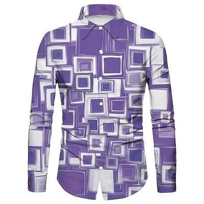 Retrò Vintage Anni '70 Camicia Disco Geometrico Psichedelico Costume Per uomo Halloween Carnevale Festival Musicale Parata dell'Orgoglio Festa a tema retrò Adulti Camicia