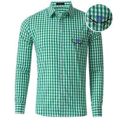 Oktoberfest Camicia in pelle di daino Quadri Cuore di diamante bavarese Bavarese Tedesco Prati Per uomo Carnevale Festa della birra Panno in stile tradizionale