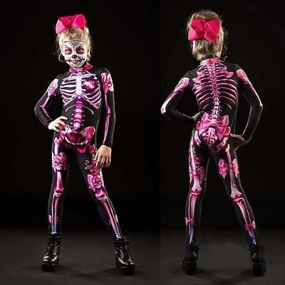 Costume Cosplay Costume da festa Teschio scheletro Un Pezzo Bambini Adulti Ragazzi Ragazze Carnevale Mascherata martedì grasso Feste Performance Costumi di Halloween facili Vestirsi