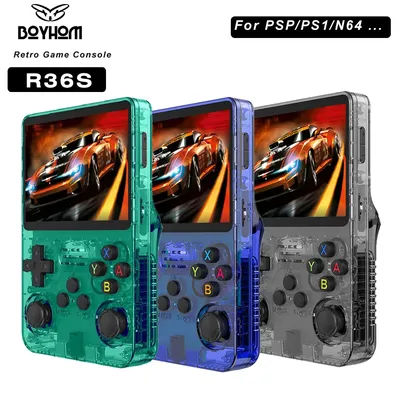 100% Genuine R36S Retro Handheld Video Game Console Linux System 3.5 Inch IPS Screen Portable Pocket Video Player 64GB for PSP