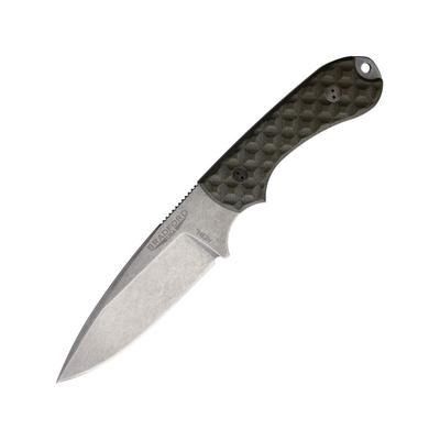 Bradford Knives Guardian 3.2 Fixed Blade Knife 7.13in Overall 3.5in Stonewash AEB-L Stainless Steel Blade OD Green Sculpted G10 Handle Brown Leather