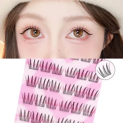 Self-Adhesive False Eyelash Clusters No Glue Required Soft & Wispy Idol Lashes for Everyday Makeup Reusable