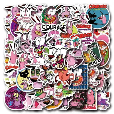 10/30/55pcs Funny Curage The Cowardly Dog Cartoon Stickers Decoration DIY Luggage Skateboard Phone Bike Anime Sticker Decals Toy