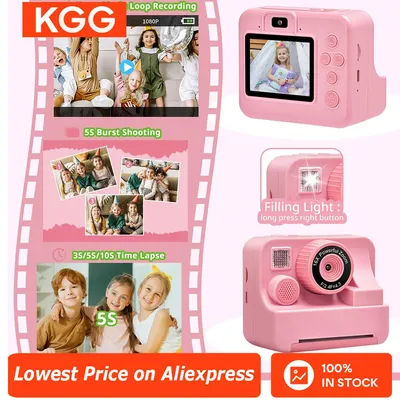 Kids Instant Print Camera Digital Camera 1080P 2.4'' Dual Cameras Thermal Instant Printing Mini Toys Camera For Boys Girls Gift