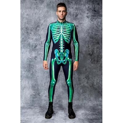 Body Catsuit a Corpo Intero Teschio Scheletro Costume Spaventoso Bambini Adulti Per uomo Per donna Ragazzi Halloween Carnevale Giorno della morte Club Feste Performance Vestirsi