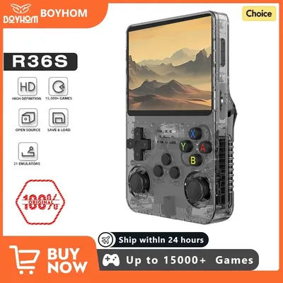 BOYHOM R36S Retro Handheld Video Game Console Linux System 3.5 Inch IPS Screen R35s Pro Portable Pocket Video Player 64GB Games