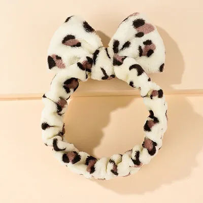 1pc Casual Ladies Face Makeup Waterproof Leopard Print Headband High Elastic Comfort Bath Headband Hair Accessories