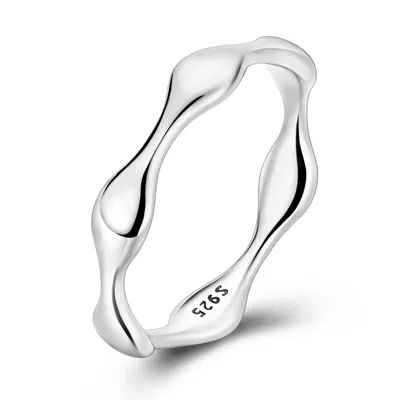 Original 925 Sterling Silver Rings Rule Liquid Droplet Simple Rings For Women Girls Jewelry Birthday Anniversary Gifts