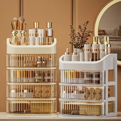 2/3/4/5 Layers Transparent Large Capacity Cosmetic Storage Box, Lipstick Holder Multi-layer Multi-functional Desktop Organizer