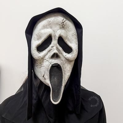 Maschera da fantasma di Halloween per adulti, spaventosa maschera in lattice a testa intera per cosplay, costume da mietitore, casa stregata e decorazioni per feste in maschera.