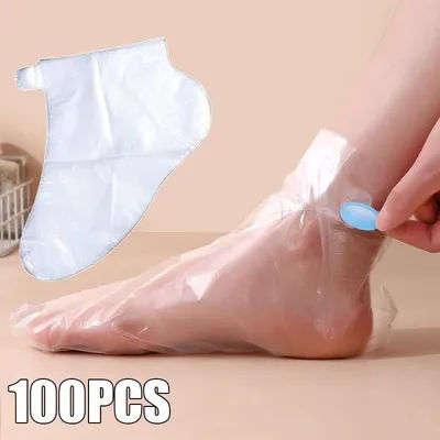 100Pcs Disposable Foot Moisturizing Socks Transprent Hand Bags PE Foot SPA Covers Callus Remover Feet Care Pedicure Tools