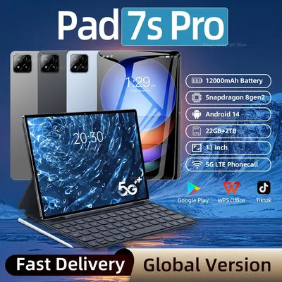 2025 New Pad 7S PRO Global Version 11" Tablet Android 14 22GB 2TB 12000mAh 5G Dual WiFi Phone Call Google Play Portable Tablet