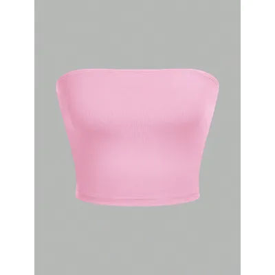 Gilet sans bretelles pour femmes, haut court sans manches, bustier tubulaire pour filles, haut enveloppé sur le nombril sur la poitrine, été ﻿ tenue de fête