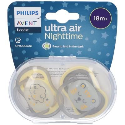 Avent Ultra Air Nighttime Ciuccio Ortodontico 18 Mesi+ 2 Pezzi pz Tett