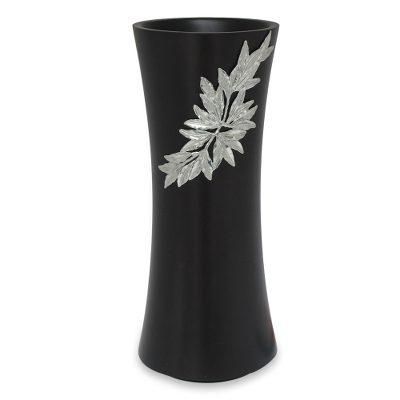 Mango wood and pewter vase, 'Rainforest Bamboo'