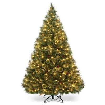 6 Foot Pre Lit PVC Carolina Pine Tree, LED Artificial Christmas Tree With Realistic Branches 6 Foot Pre Lit PVC Carolina Pine Tree, LED Artificial Christmas Tree With Realistic Branches