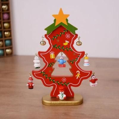 2023 Handmade DIY Wooden Christmas Tree Scene Decorations Ornaments Color: Red B
