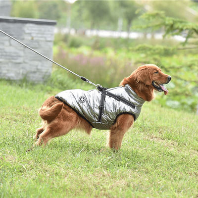 Dog Coat With Zipper On Back Silver Gray XL