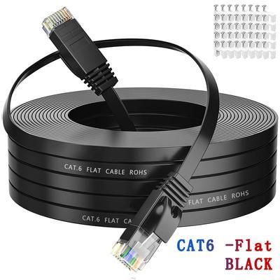 HENGSUR High Speed Flat Cat6 Ethernet Cable 5M To 30M RJ45 LAN Patch Cord For Router, Modem, And Gaming 2m black