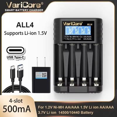 VariCore 4 Slot LCD Battery Charger For AA AAA Li ion And Ni MH Batteries all4 5v2a us