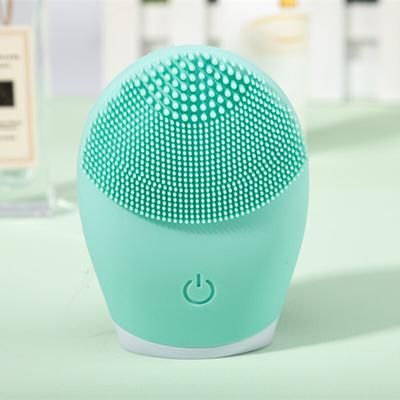 Vibrating Electric Silicone Facial Cleanser, Skincare Massage Tool For Deep Pore Cleaning green