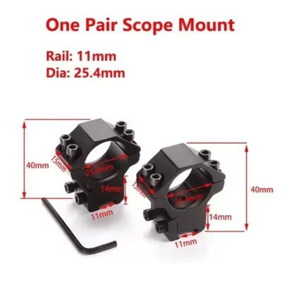 2PCS Tactical Scope Mount Rings 25.4mm 30mm For 11mm & 20mm Rails 25.4mm Short A