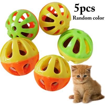 Interactive Cat Bell Ball Toys: Funny Jingle Balls For Cats & Kittens (5pcs 10pcs) Plastic Cat Accessories GRAY