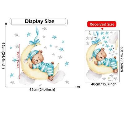 Teddy Bear Swing Moon Wall Sticker: Kids Room Decor 3