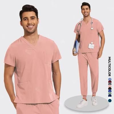 Lightweight Anti Wrinkle Nursing Scrub Set For Men And Women s pink