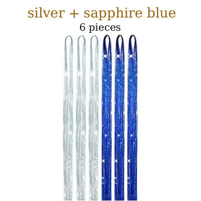 48 Inch Fairy Hair Tinsel Kit 1200 Sparkling Hair Extensions In 12 Colors silver And Blue 36 Inches
