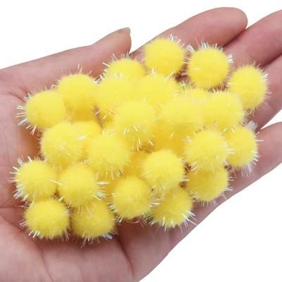 100Pcs Hairball Christmas Tree Decoration Balls: DIY Handmade Accessories For Children's Education And Manual Materials 14.5mm 100PCS LOT yellow