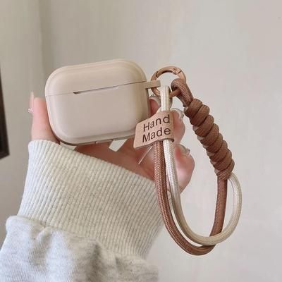 Soft Silicone AirPods Earphone Case With Bracelet, Protective Cover For AirPods 2, 3, Pro 2 Bluetooth Charging Box beige for Airpods Pro 2