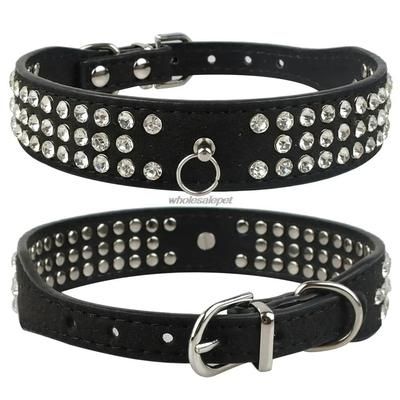 Rhinestone Dog Collar: Suede Leather Diamante For Small Medium Dogs XS 2