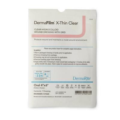 DermaFilm Thin Hydrocolloid Dressing Film Backing 4 X 6 Inch Oval Hydrocolloid / Film (1095074_EA)