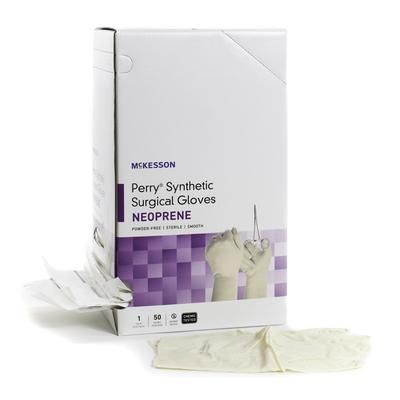 McKesson Perry Synthetic Surgical Gloves Surgical Glove Size 7 Sterile Polychloroprene Standard Cuff Length Smooth Cream Chemo Tested (1044746_BX)