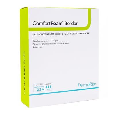 ComfortFoam Border Foam Dressing 6 X 8 Inch With Border Waterproof Backing Silicone Adhesive Rectangle Sterile (989189_EA)