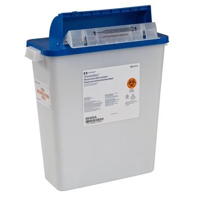 PharmaSafety Pharmaceutical Waste Container White Base 16-1/2 H X 13-3/4 W X 6 D Inch Horizontal Entry 3 Gallon (440485_EA)