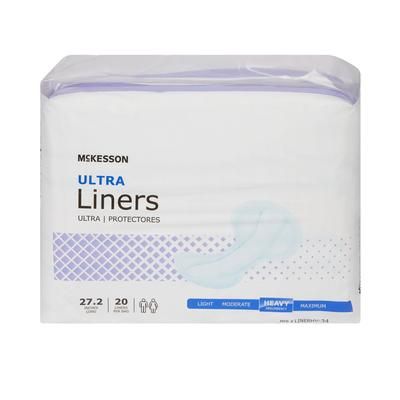 McKesson Ultra Incontinence Liner 27-1/5 Inch Length Heavy Absorbency Polymer Core One Size Fits Most (1187898_CS)