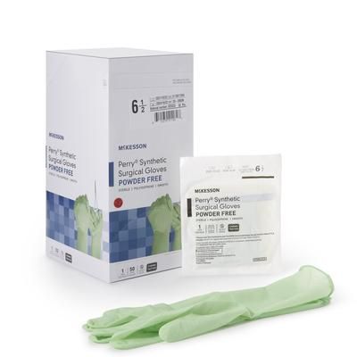 McKesson Perry Performance Plus Surgical Glove Size 6.5 Sterile Polyisoprene Standard Cuff Length Smooth Green Chemo Tested (1044721_CS)