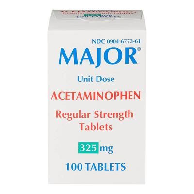 Major Pain Relief 325 mg Strength Acetaminophen Unit Dose Tablet 100 per Bottle (1127179_BX)