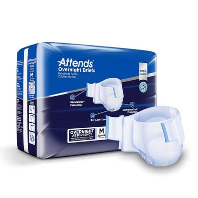 Attends Overnight Unisex Adult Incontinence Brief Medium Disposable Heavy Absorbency (1078990_CS)